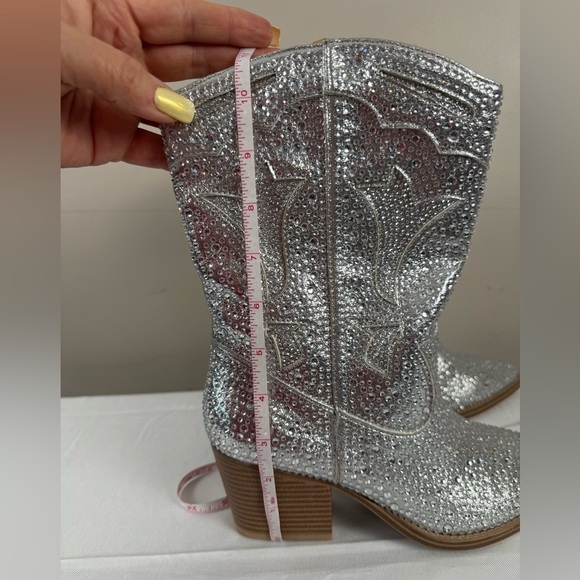 NWOT Crown Vintage Silver Cowgirl 7 Boots Western Rodeocore Festival Glam glitz - Picture 9 of 15